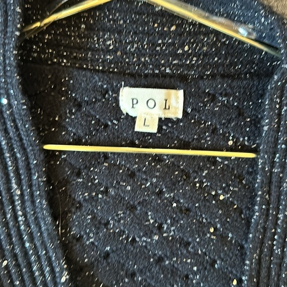 POL NWOT Metallic cable knit oversized cropped open front Cardigan size Large - Picture 3 of 15